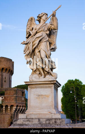 One of Bernini`s statue of  on Ponte , in front of Castel Sant`Angelo in Rome Stock Photo